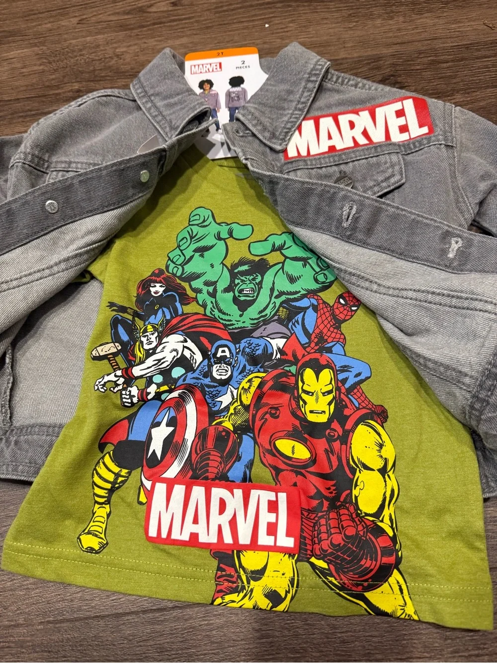 Bundle of Marvel Spider-Man Character Kids' Denim Jacket and T-Shirt Set size 2T